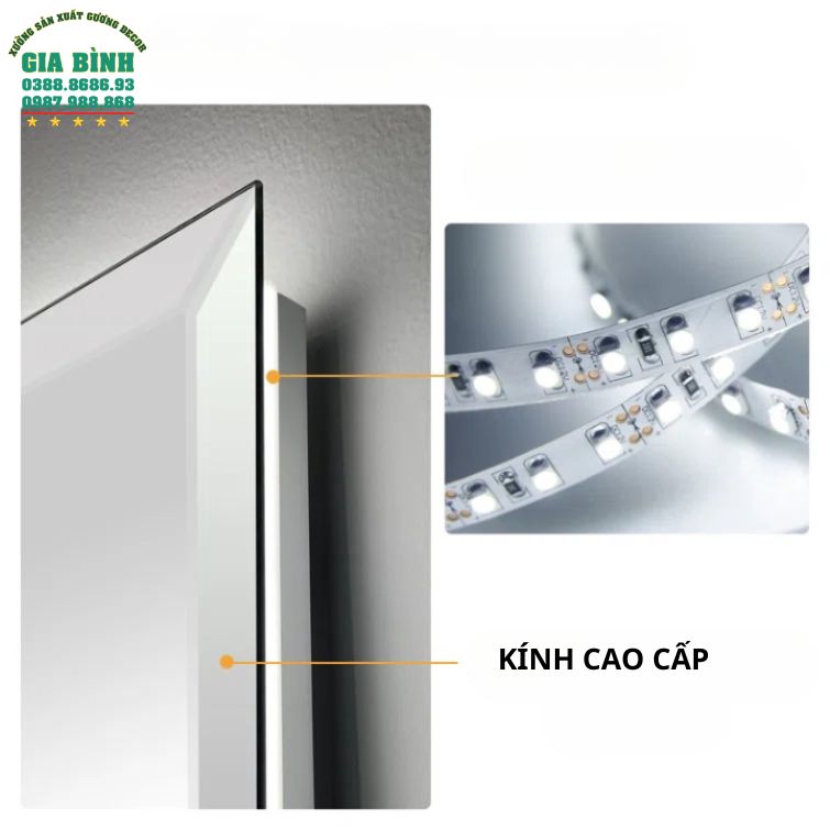 Gương LED treo phòng tắm hình chữ nhật mã GL07