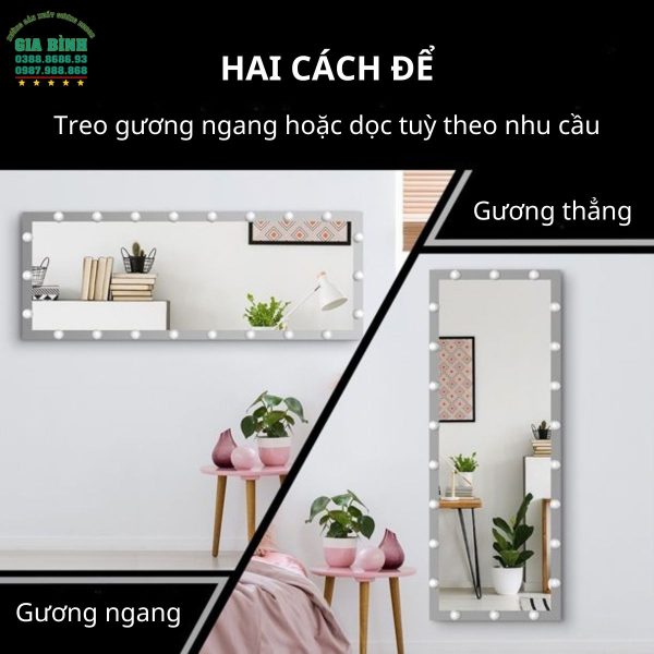 Gương soi toàn thân hình chữ nhật viền LED mã GB09