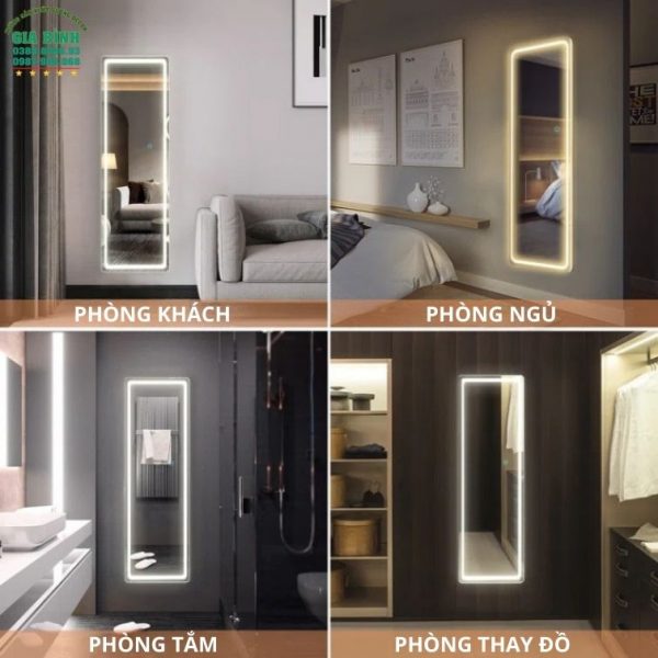 Gương LED treo tường soi toàn thân hình chữ nhật mã GB10