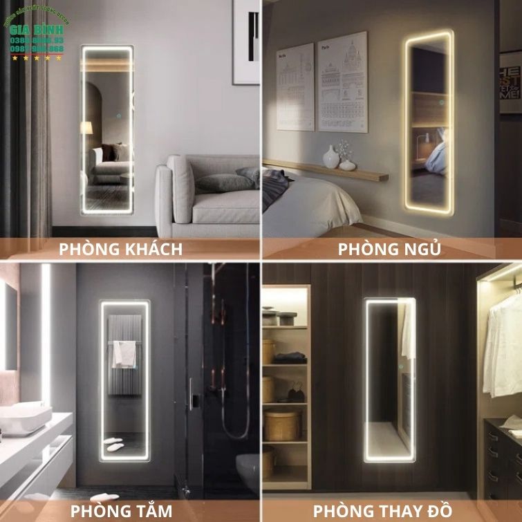Gương LED treo tường soi toàn thân hình chữ nhật mã GB10