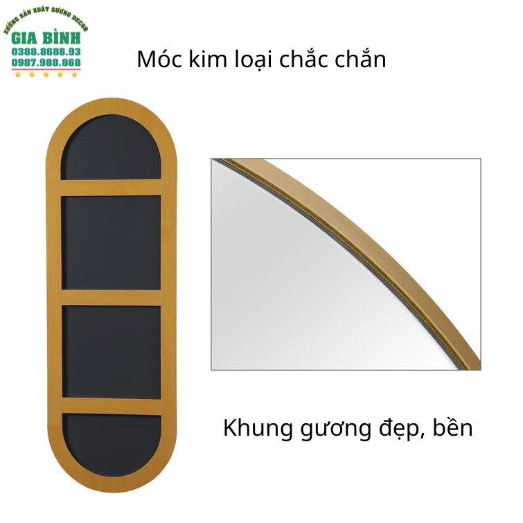 Gương gỗ soi toàn thân hình bầu dục mã GB19