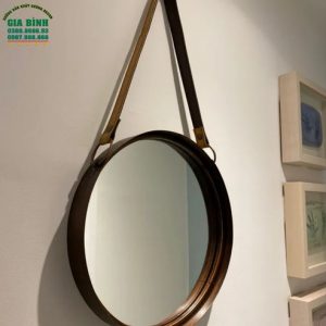 Gương dây da treo tường hình tròn mã TT09