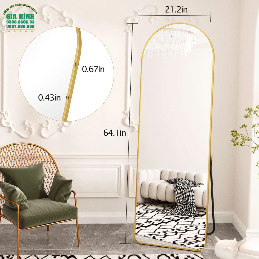 Gương đứng soi toàn thân khung kim loại