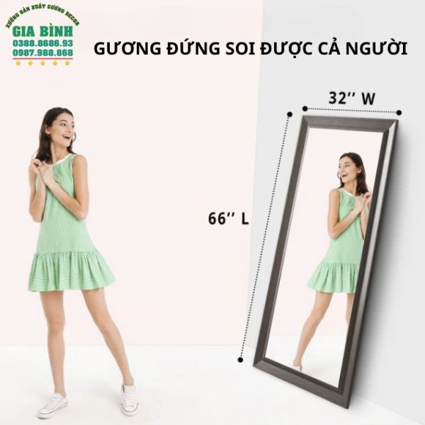 Gương soi toàn thân khung giả gỗ hình chữ nhật mã GB06