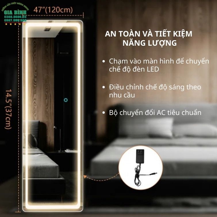 Gương LED treo tường soi toàn thân hình chữ nhật mã GB10