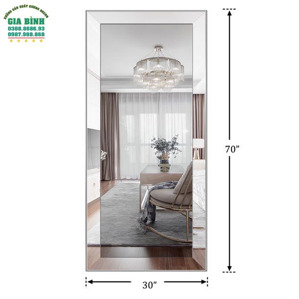 Gương soi toàn thân thiết kế khung bạc viền to mã GB12
