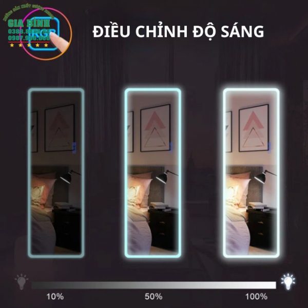 Gương LED nhiều màu treo tường hình chữ nhật mã GL06