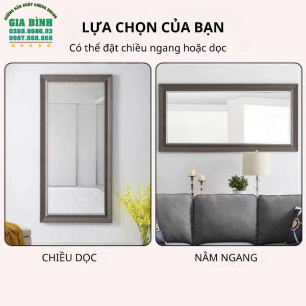 Gương soi toàn thân khung giả gỗ hình chữ nhật mã GB06