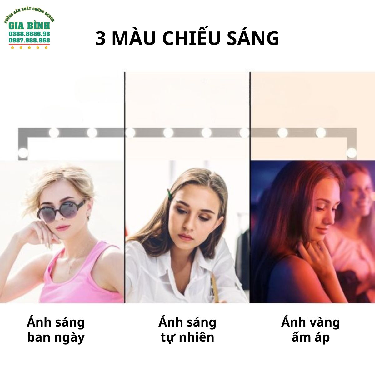 Gương soi toàn thân hình chữ nhật viền LED mã GB09