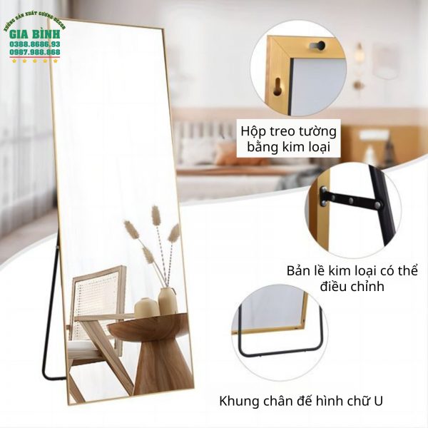 Gương soi toàn thân hình chữ nhật khung hợp kim mã GB02