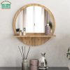 Gương phòng tắm treo tường hình tròn kèm kệ mã PT02