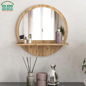 Gương phòng tắm treo tường hình tròn kèm kệ mã PT02
