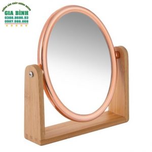 Gương để bàn có chân đế bằng tre mã DB09