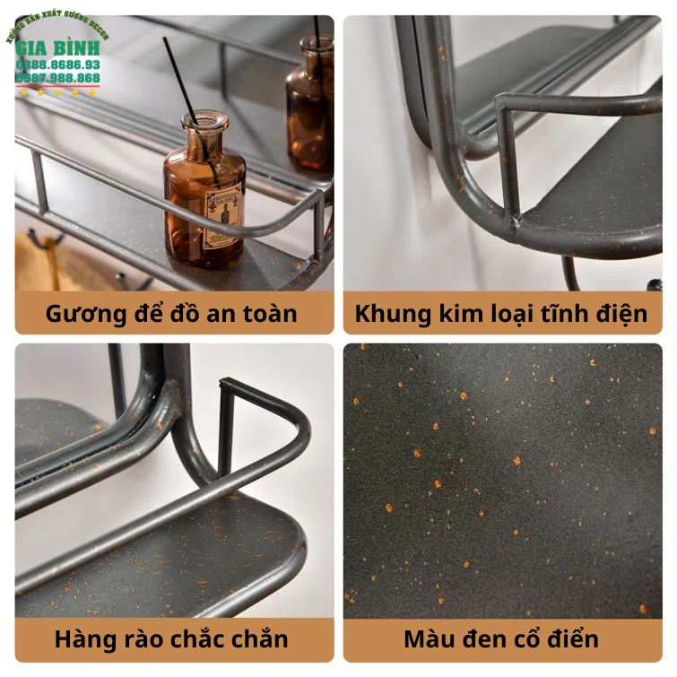Gương trang điểm dùng để trang trí trong nhà mã TĐ03