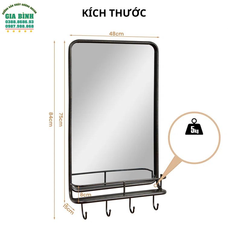 Gương trang điểm dùng để trang trí trong nhà mã TĐ03