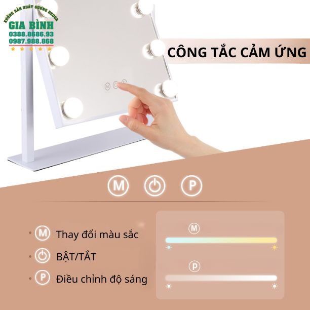 Gương trang điểm để bàn hình chữ nhật mã TĐ02