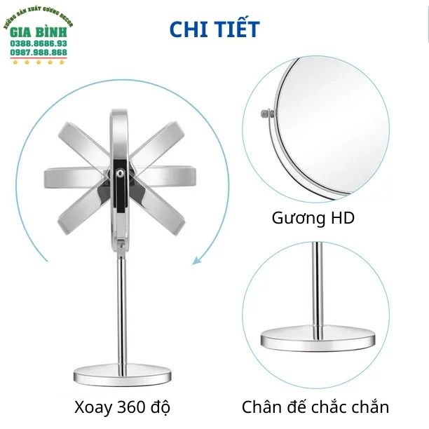 Gương để bàn hình tròn có chân đế mã DB07