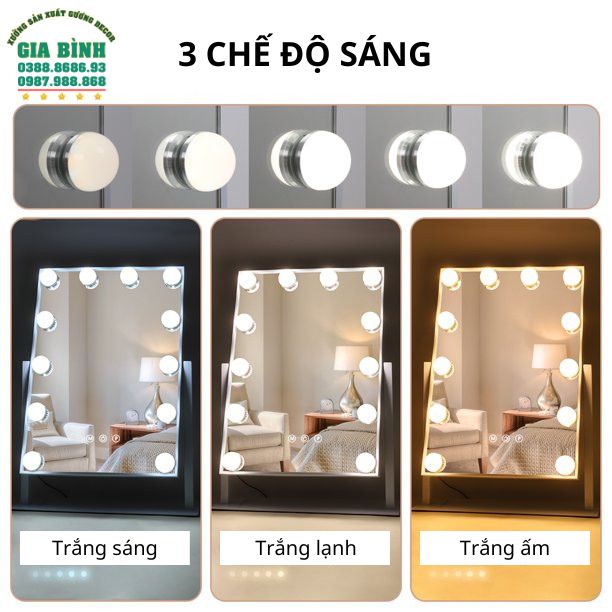 Gương trang điểm để bàn hình chữ nhật mã TĐ02