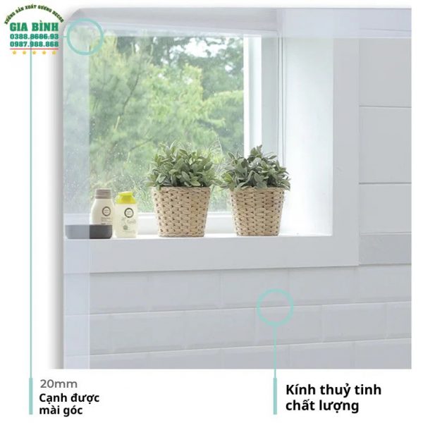 Gương phòng tắm treo tường hình chữ nhật mã PT01