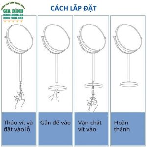 Gương để bàn hình tròn có chân đế mã DB07