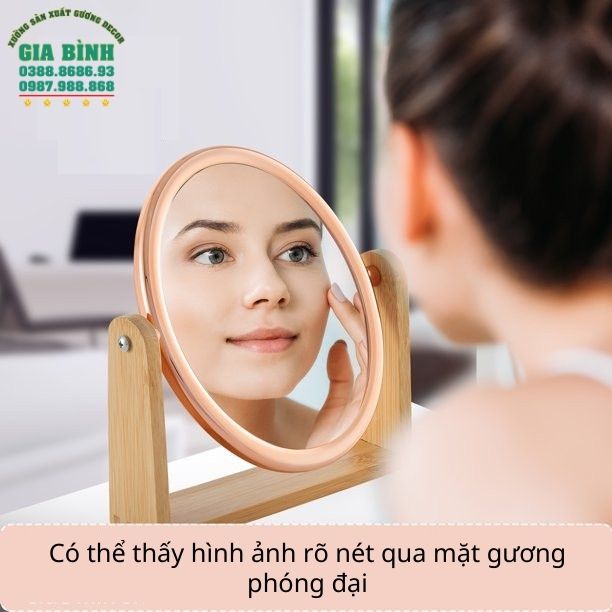 Gương để bàn có chân đế bằng tre mã DB09