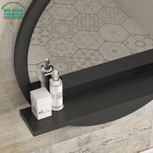 Gương phòng tắm treo tường hình tròn kèm kệ mã PT02