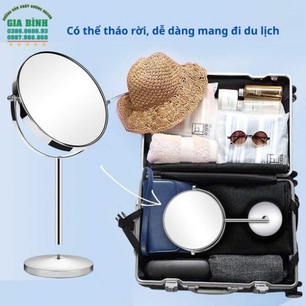 Gương để bàn hình tròn có chân đế mã DB07