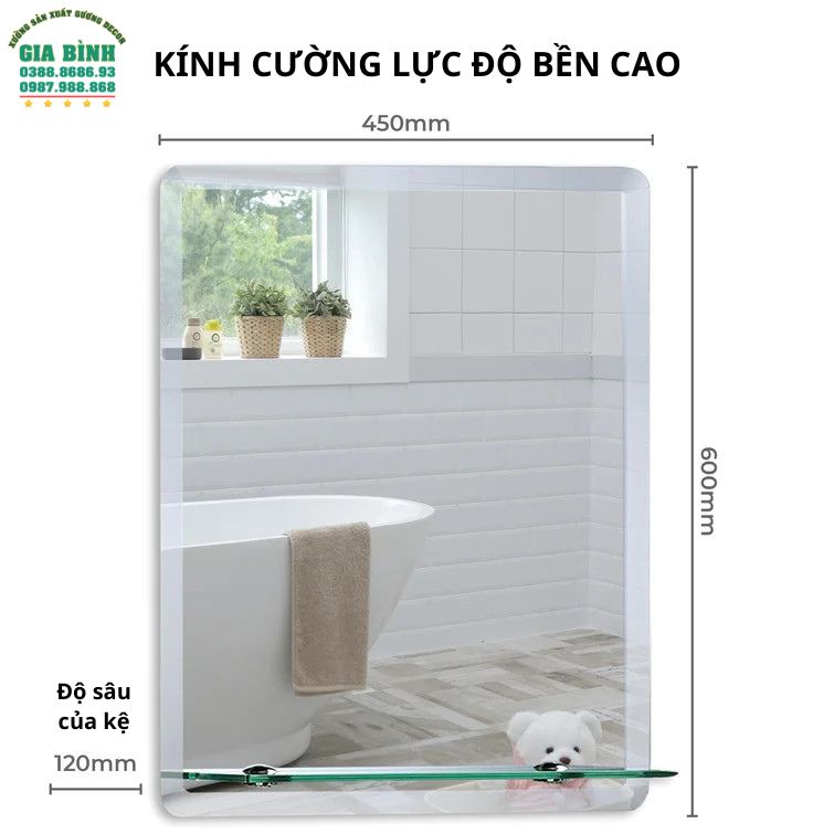 Gương phòng tắm treo tường hình chữ nhật mã PT01