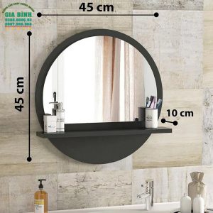 Gương phòng tắm treo tường hình tròn kèm kệ mã PT02