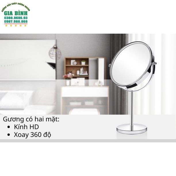 Gương để bàn hình tròn có chân đế mã DB07