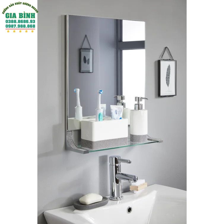 Gương trang điểm để trang trí kèm kệ mã TĐ04