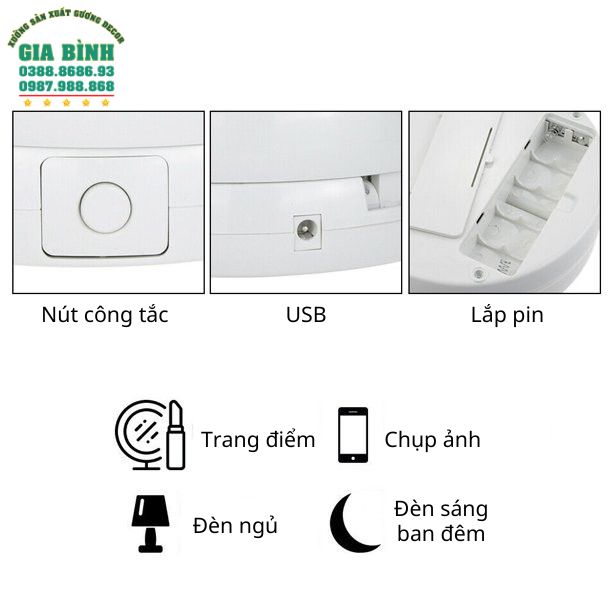 Gương để bàn có kèm khay đựng đồ mã DB08