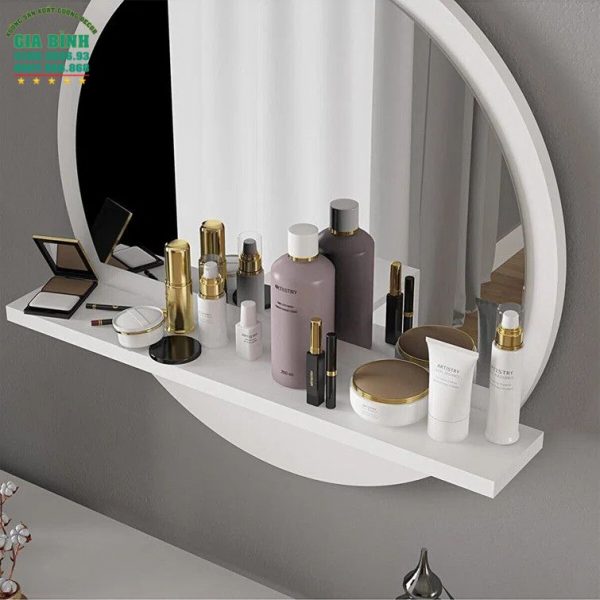 Gương phòng tắm treo tường hình tròn kèm kệ mã PT02