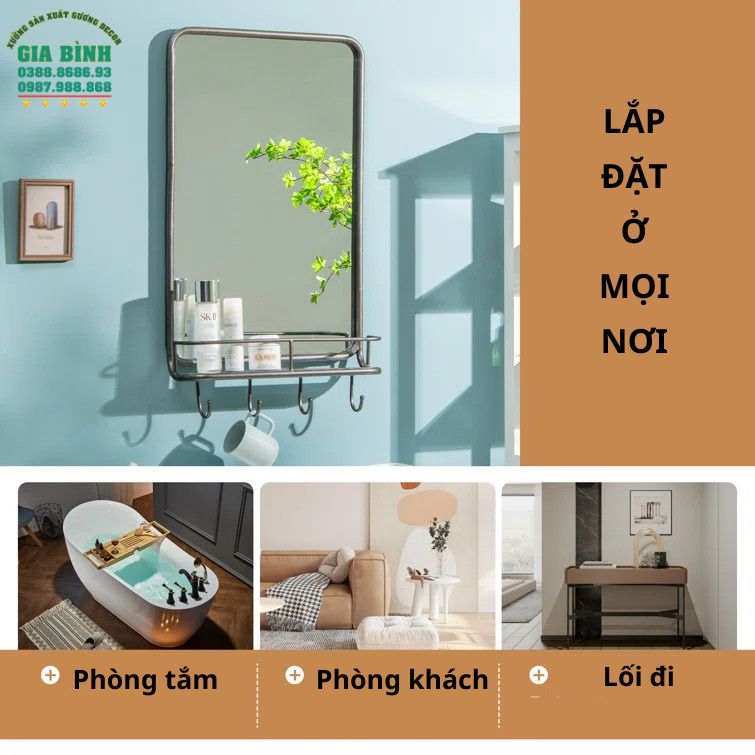 Gương trang điểm dùng để trang trí trong nhà mã TĐ03