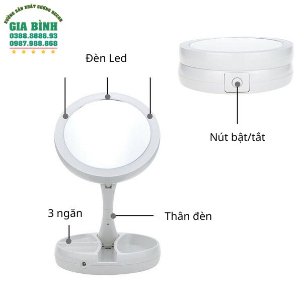 Gương để bàn có kèm khay đựng đồ mã DB08