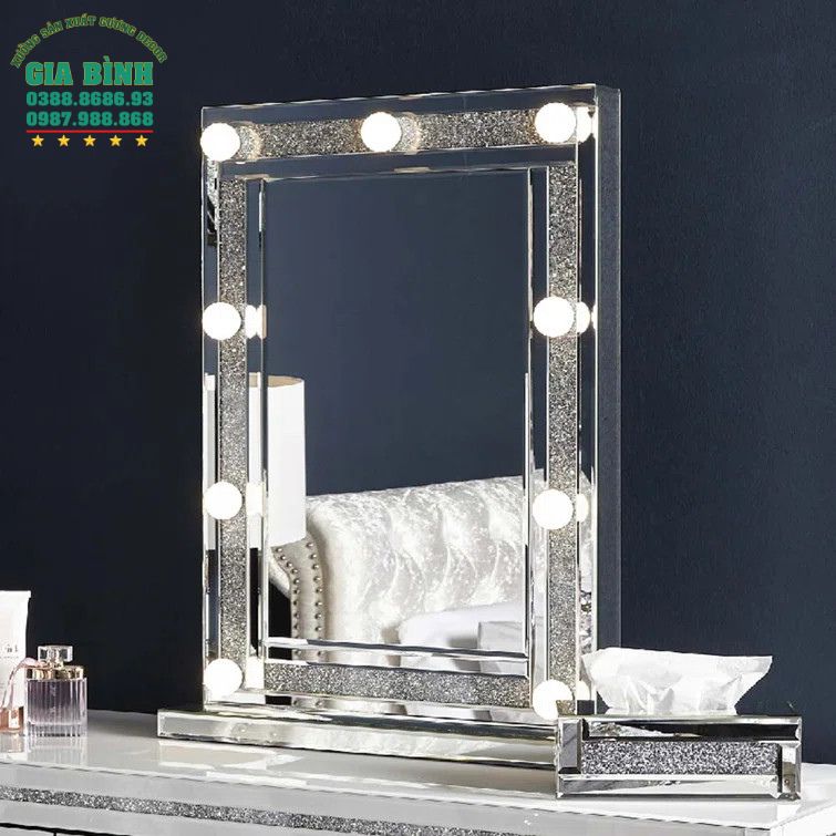 Gương trang điểm hình chữ nhật có đèn mã TĐ07