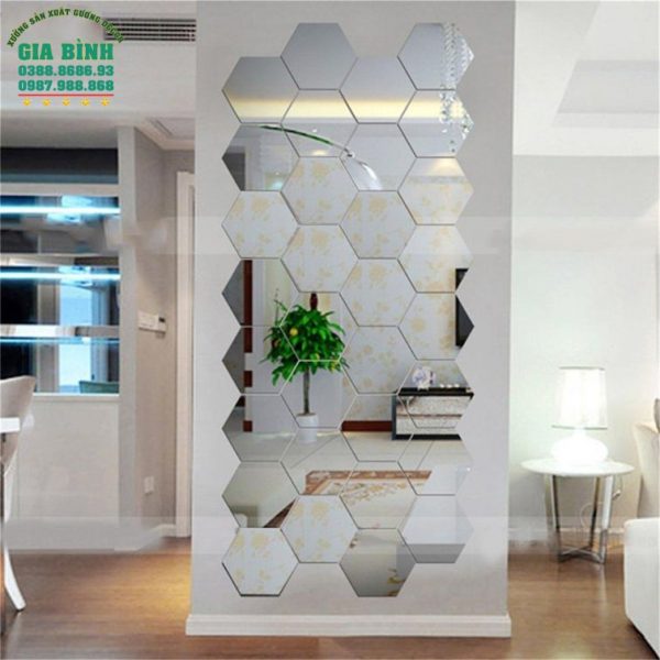 Gương dán tường Acrylic thiết kế hình lục giác độc đáo mã DT15