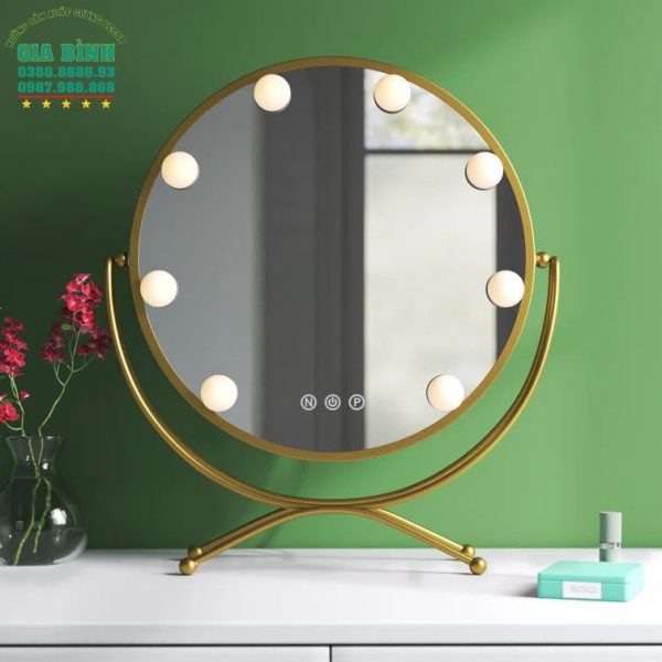 Gương trang điểm kim loại Led có đế đứng mã TĐ08