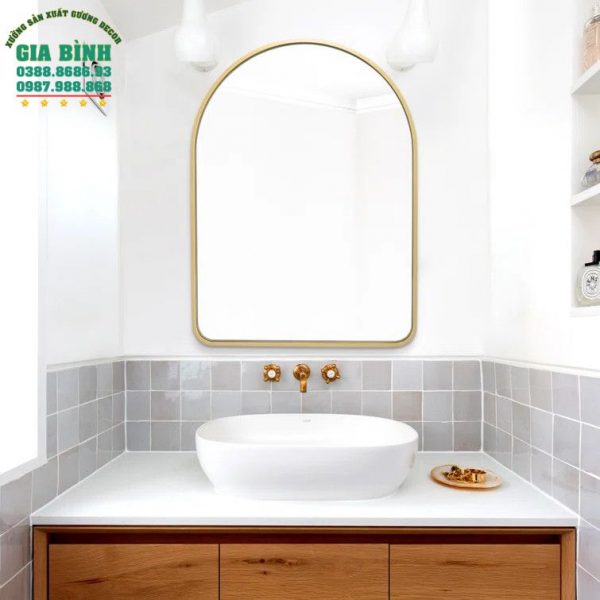 Gương trang điểm hình vòm khung kim loại mã TĐ15