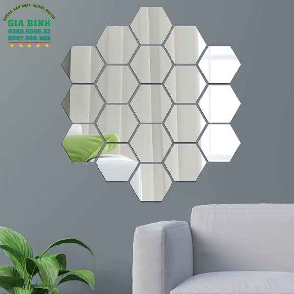 Gương dán tường Acrylic thiết kế hình lục giác độc đáo mã DT15