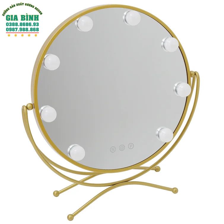 Gương trang điểm kim loại Led có đế đứng mã TĐ08