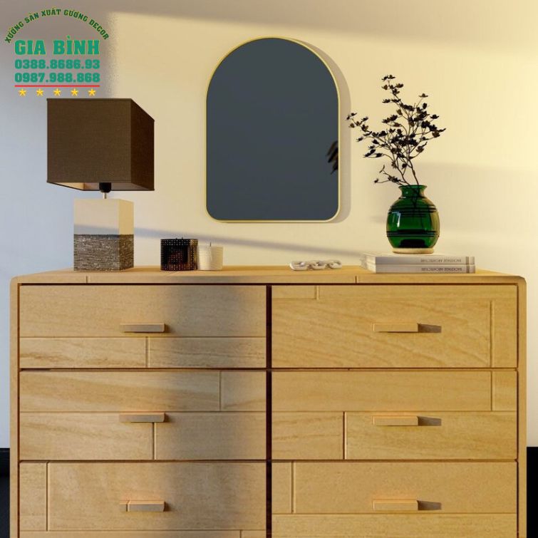 Gương trang điểm hình vòm khung kim loại mã TĐ15