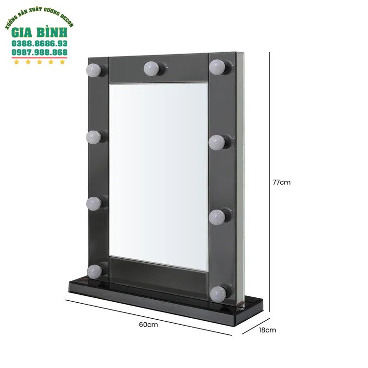 Gương trang điểm hình chữ nhật có đèn mã TĐ07