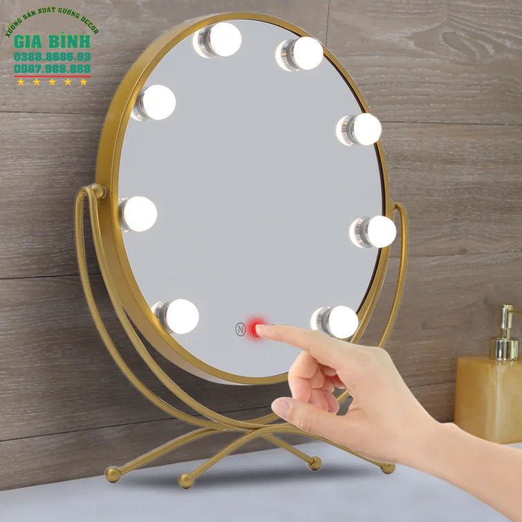 Gương trang điểm kim loại Led có đế đứng mã TĐ08