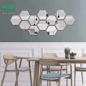 Gương dán tường Acrylic thiết kế hình lục giác độc đáo mã DT15