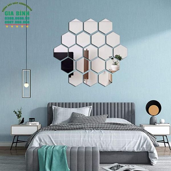 Gương dán tường Acrylic thiết kế hình lục giác độc đáo mã DT15