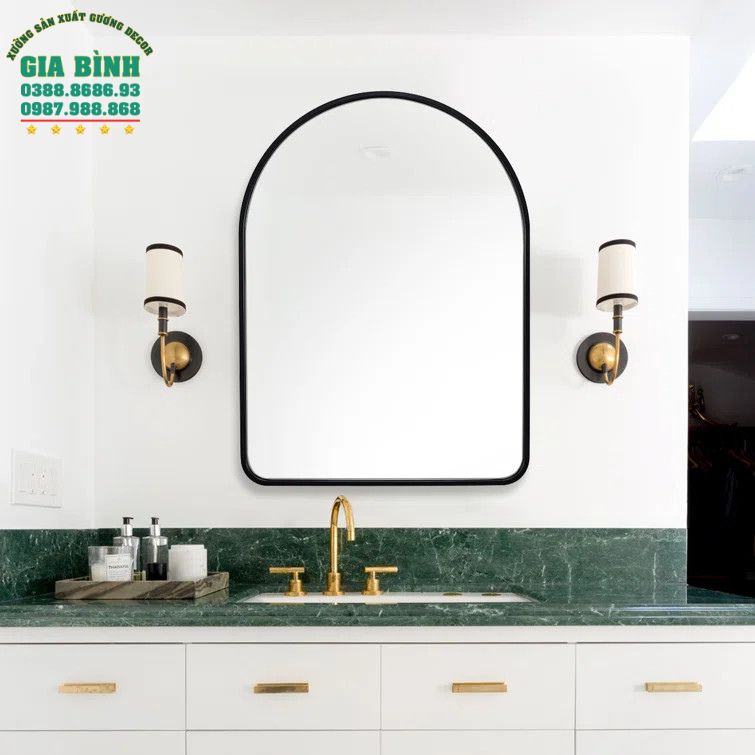 Gương trang điểm hình vòm khung kim loại mã TĐ15