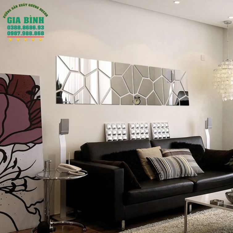 Gương dán tường 3D Acrylic họa tiết hình học đồ họa mã DT03
