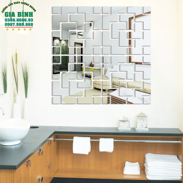 Gương dán tường Acrylic thiết kế hình học sáng tạo mã DT06