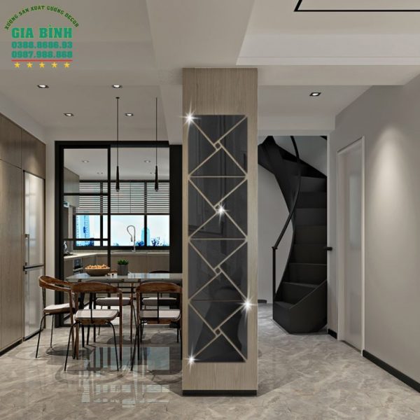 Gương dán tường Acrylic thiết kế 4 tam giác vuông kết hợp mã DT07